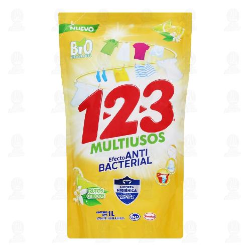JABON LIQUIDO 1 2 3 1L EFECTO ANTIBACTERIAL FRUTOS CITRICOS